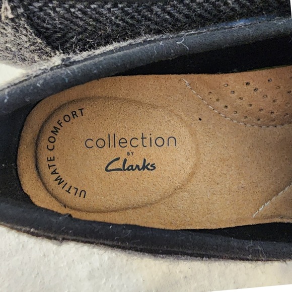 Clarks Collection Women's Loafers Herringbone Black Patent Trim Size 7.5 M - Picture 6 of 7